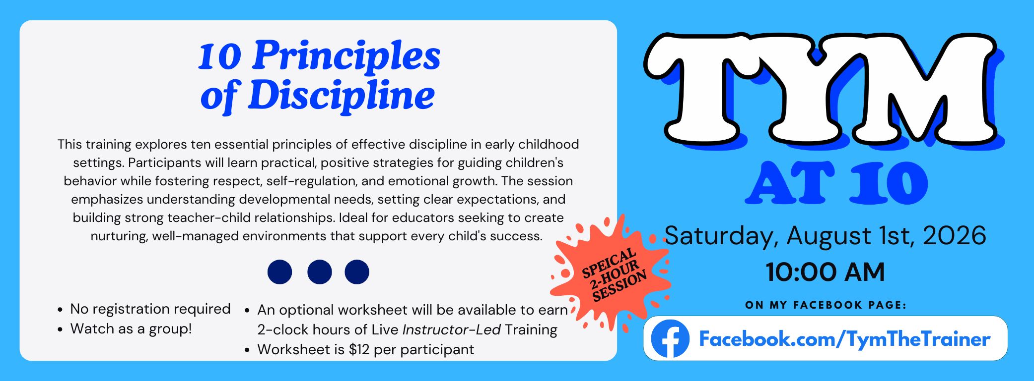 Tym at 10 Training Sat, Aug 1 2026