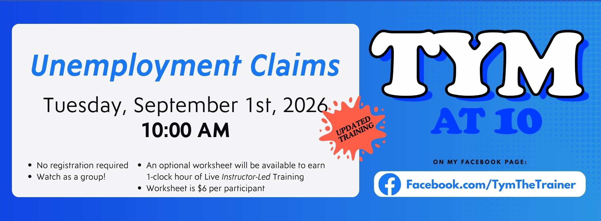 Tym at 10 Training Tue, Sep 1 2026