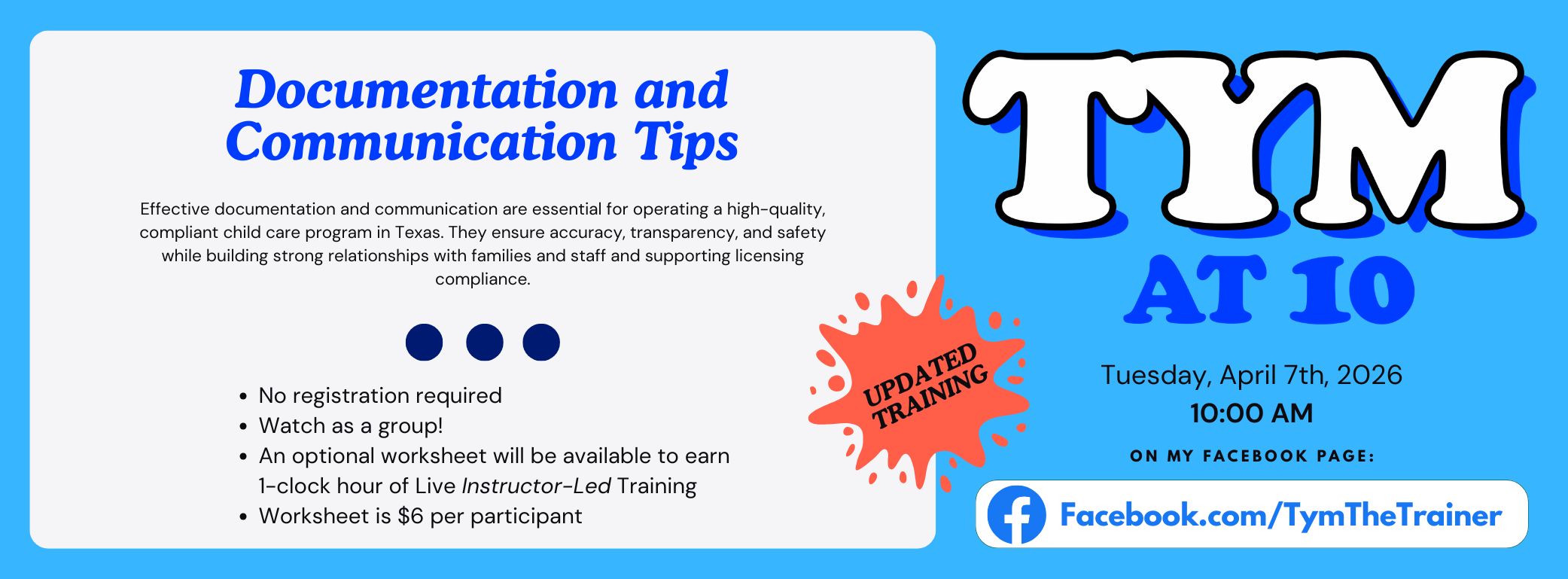 Tym at 10 Training Tue, Apr 7 2026