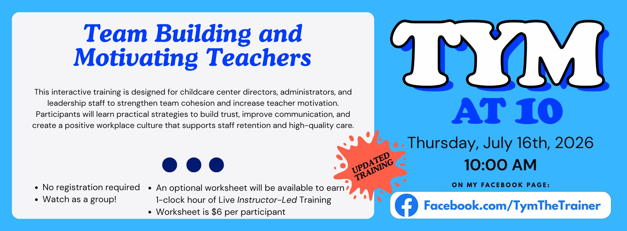 Tym at 10 Training Thu, Jul 16 2026
