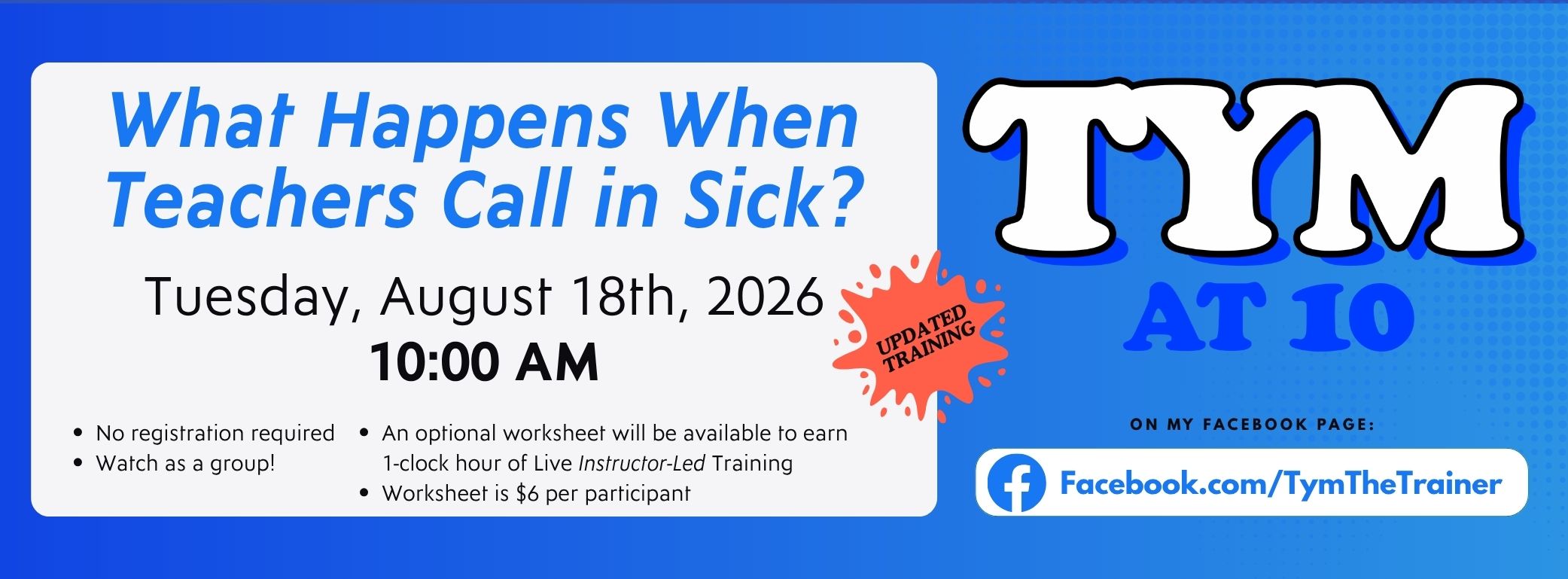 Tym at 10 Training Tue, Aug 18 2026