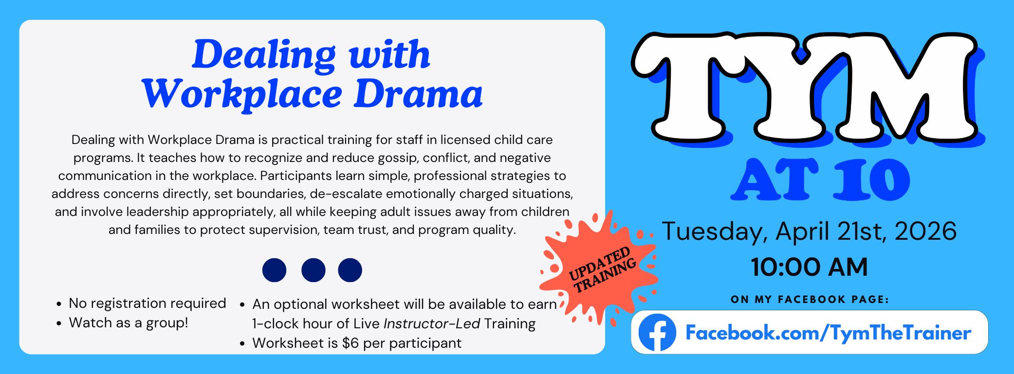 Tym at 10 Training Tue, Apr 21 2026