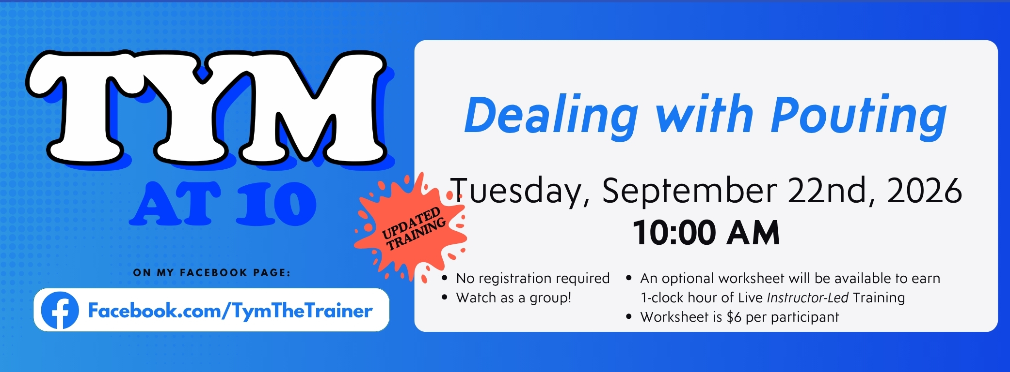 Tym at 10 Training Tue, Sep 22 2026