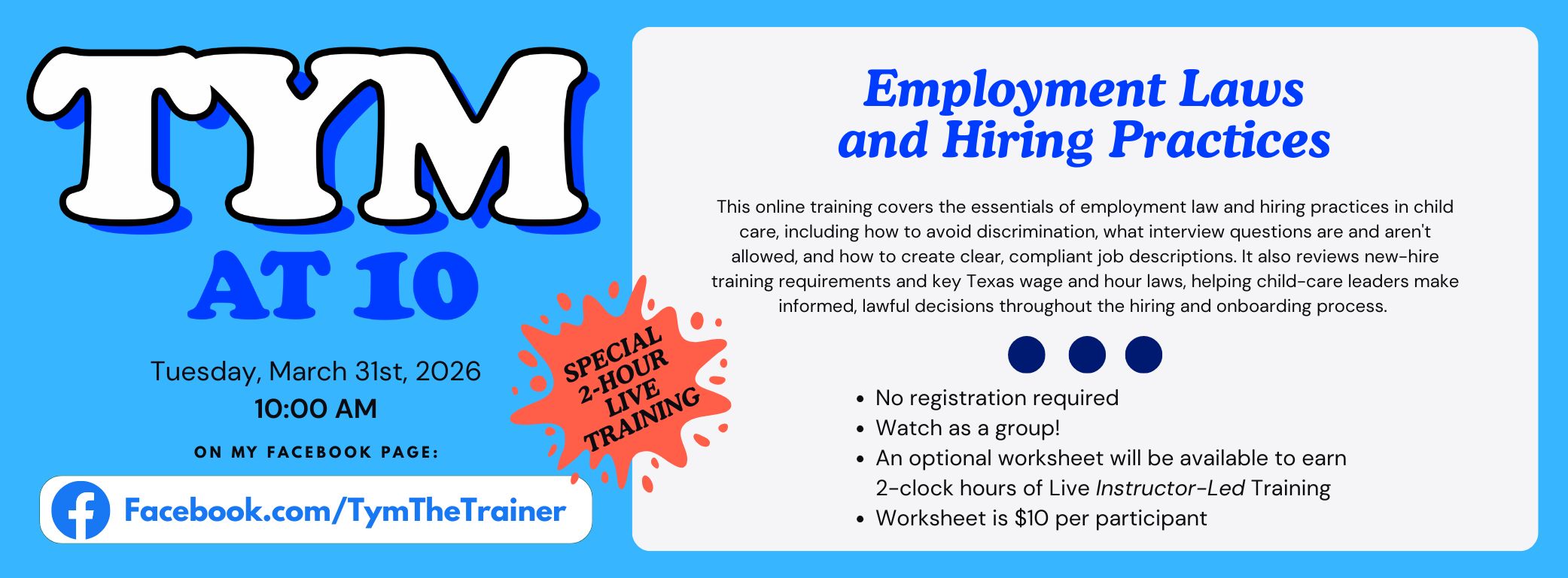 Tym at 10 Training Tue, Mar 31 2026